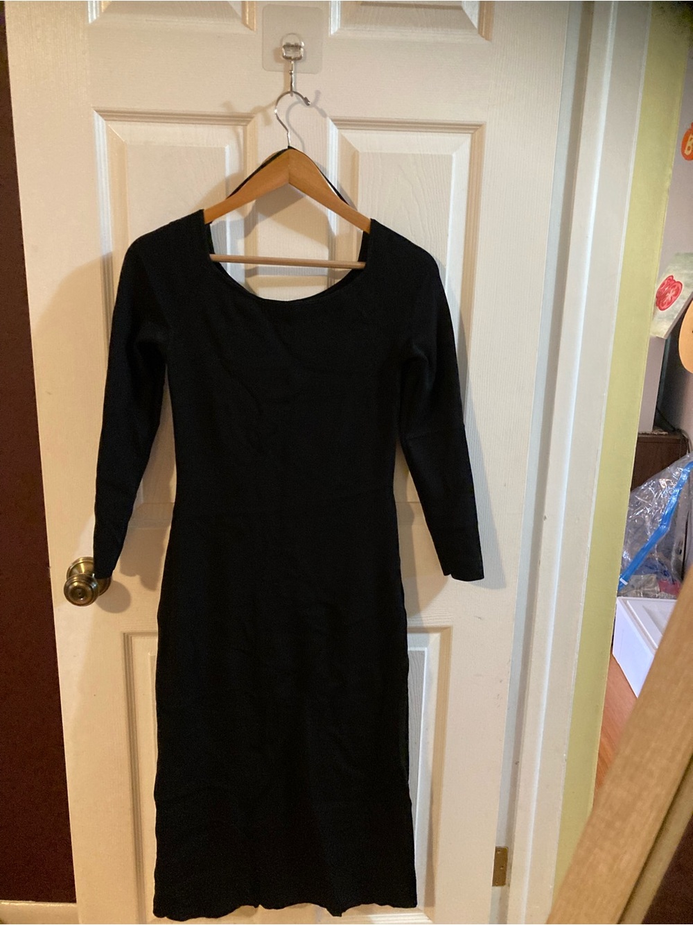 COS Black Long Sleeve Scoop Neck Midi Dress